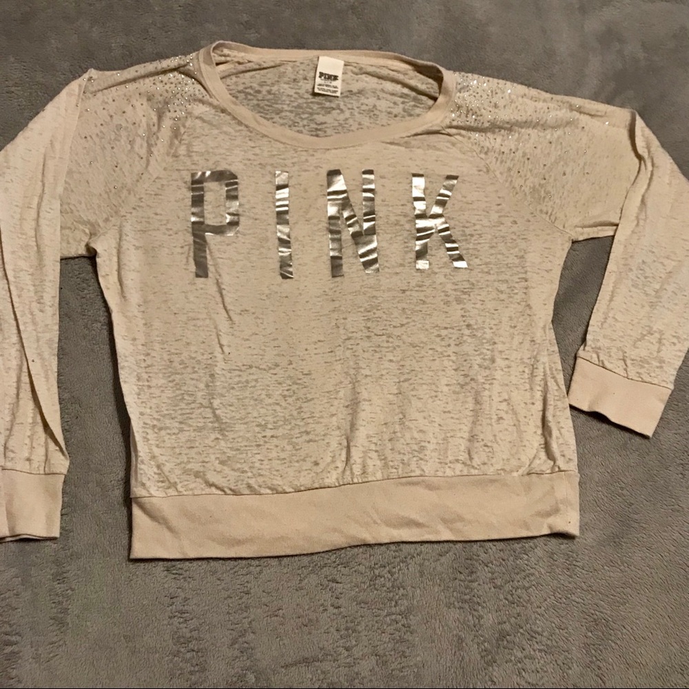 PINK Beige and silver sparkle longsleeve